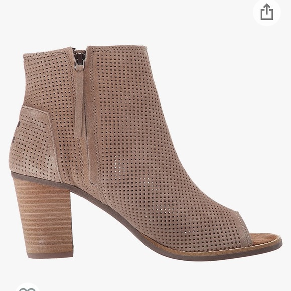 TOMS Majorca Perforated Suede Peep Toe Bootie - Picture 3 of 9